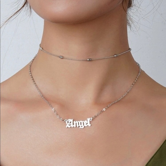 Silver Angel Layered Necklace - Picture 1 of 2